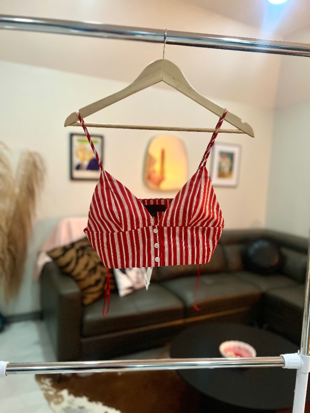 Zara red striped crop tank Sz Small